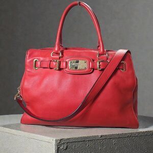 Michael Kors Hamilton Satchel Mandarin Orange Pebbled Leather Gold Hardware  EUC